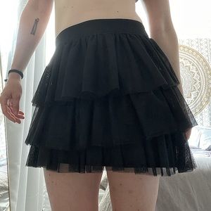 Aqua Tutu Mini Skirt in Black
